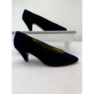 Vintage 80s 90s Nina Royal Sapphire Blue Velvet Pumps Size 7 Event Bridal Formal